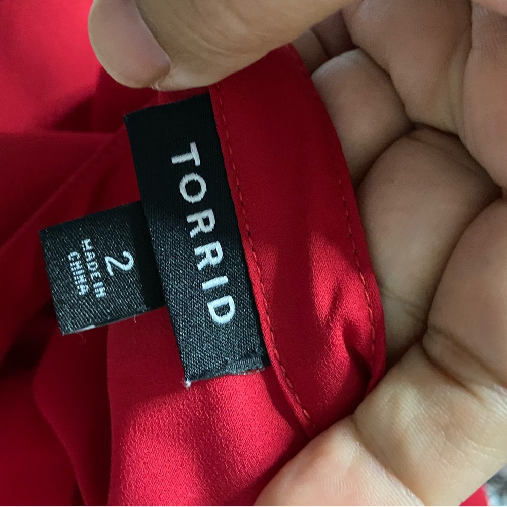 5- Torrid Toggle Front Red Blouse - image 5
